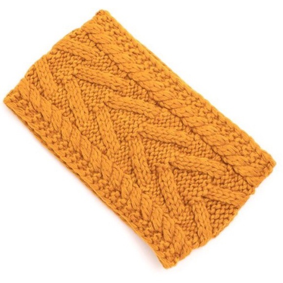 Mustard Yellow Thick Knit Ear Warmer Headband - Picture 3 of 6